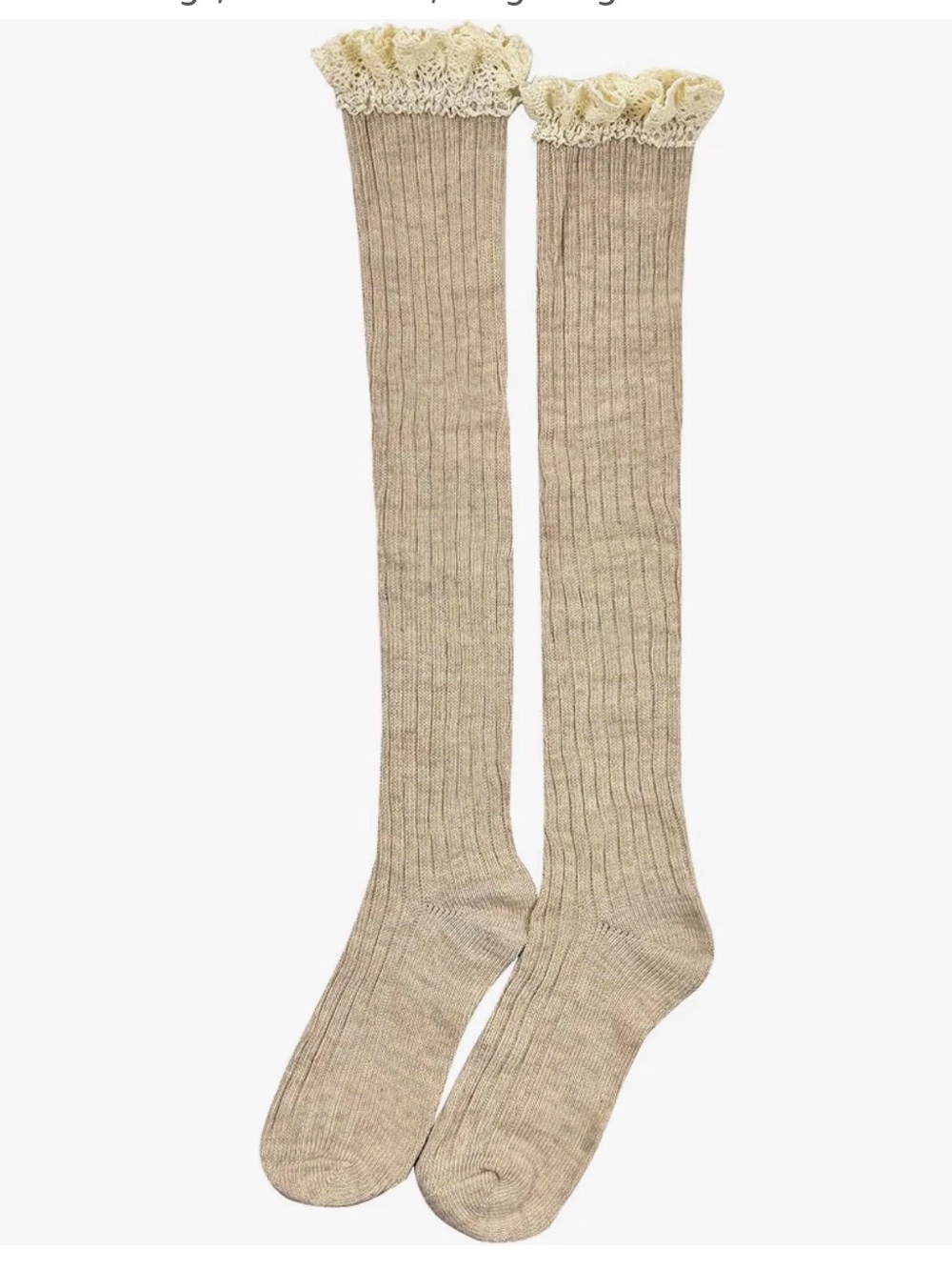 Knee-High Ribbed Socks with Lace Trim -4 pack